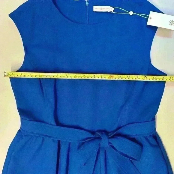 NWT Tory Burch Jane Dress Blue Dahlia Cap Sleeve Knee Length Size 10 - Picture 8 of 11